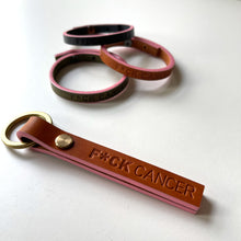 Load image into Gallery viewer, F*ck Cancer Pink Edge Painted Personalized Keychain

