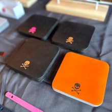 Load image into Gallery viewer, Skull Coasters Set in Flourescent Orange
